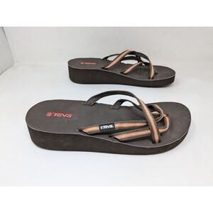 Teva MANDALYN‎ 4242B Women's Size 10 Chocolate Brown Strap Strappy Wedge Sandals